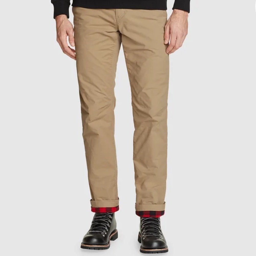 32x30 Eddie Bauer Voyager Flex Fleece-Lined Chino Pants